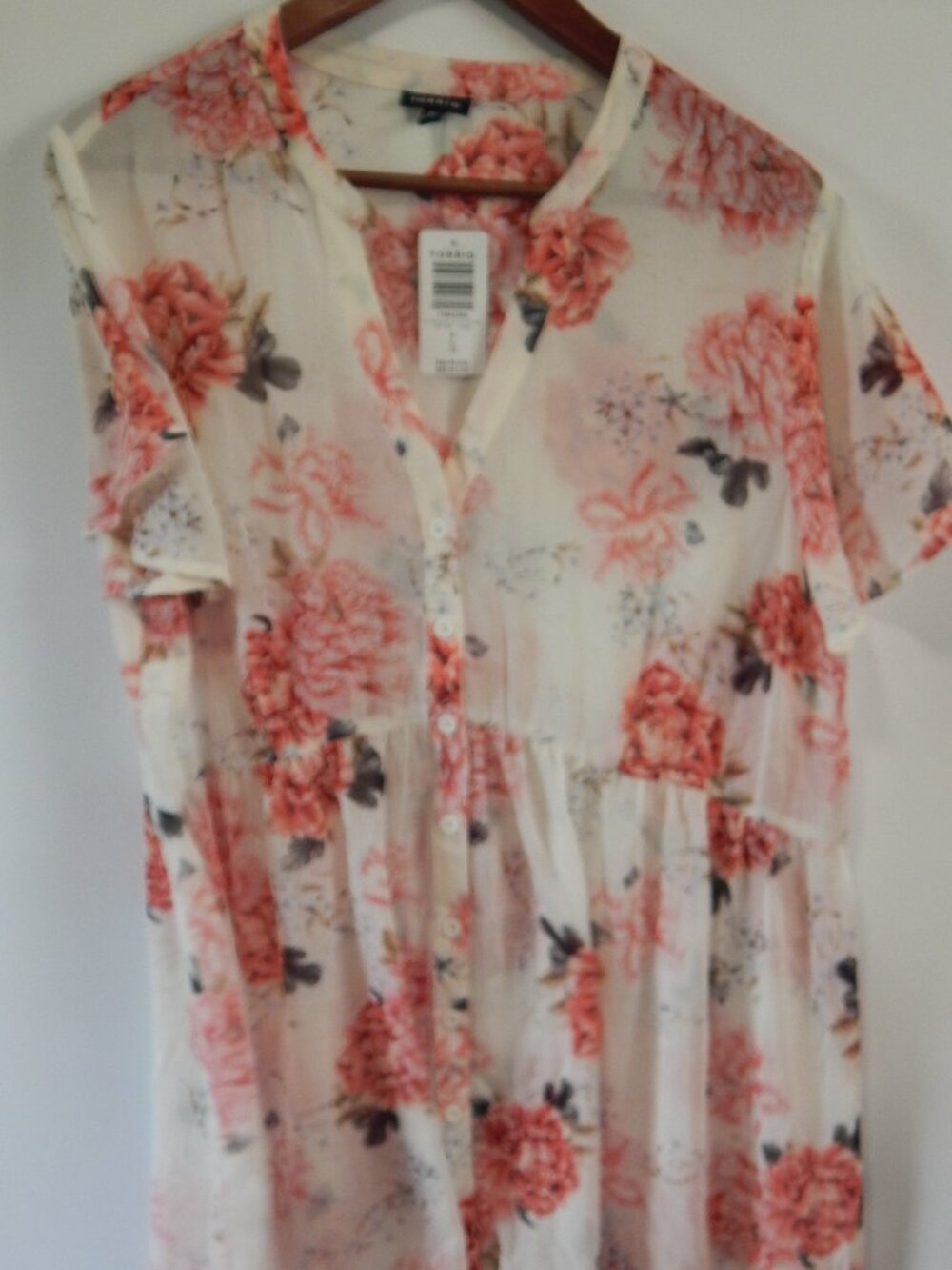 Torrid Lexie Floral Chiffon Babydoll Hi Low Tunic Top Size 0 /L / 12 NWT